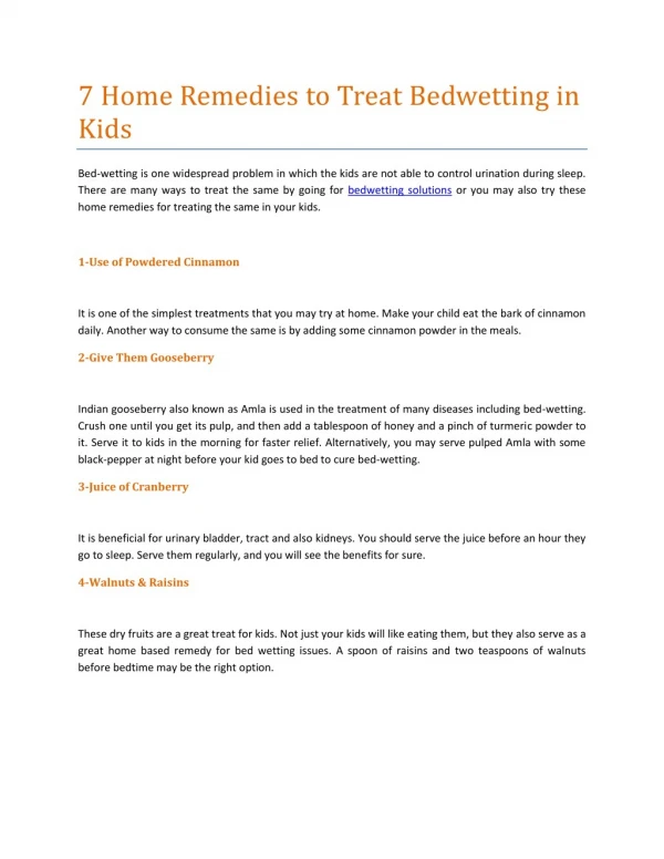 7 Home Remedies to Treat Bedwetting in Kids
