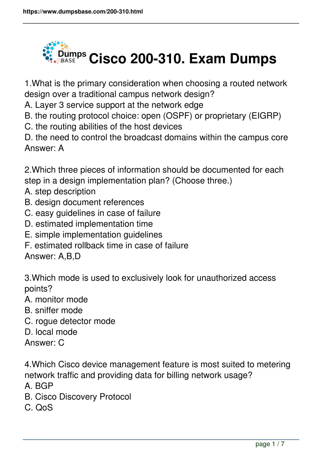 https www dumpsbase com 200 310 html