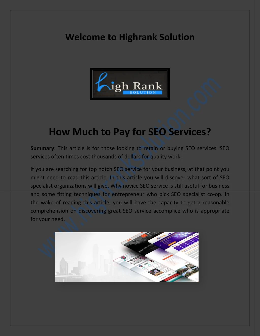 welcome to highrank solution