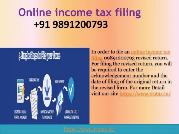 How to file an online income tax filing 09891200793 revised return?