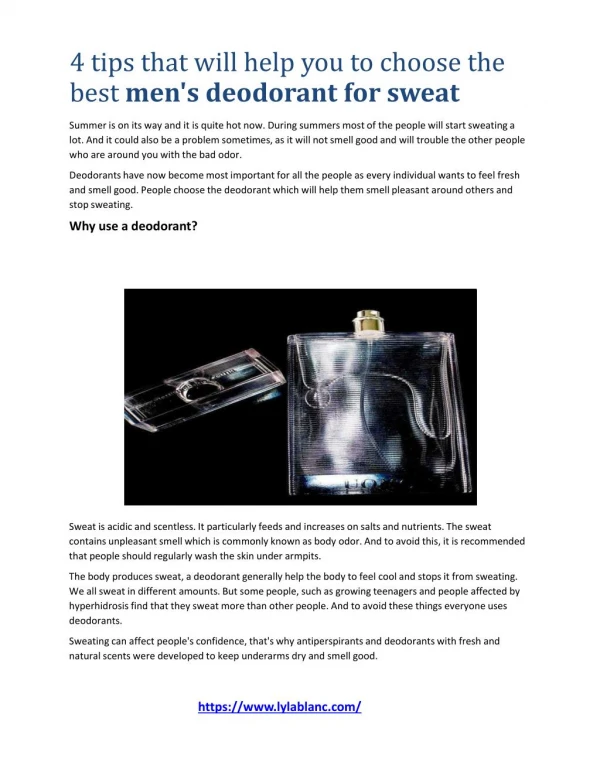 Exotic Men’s Deodorant Sprays With Best Prices at Lyla Blanc