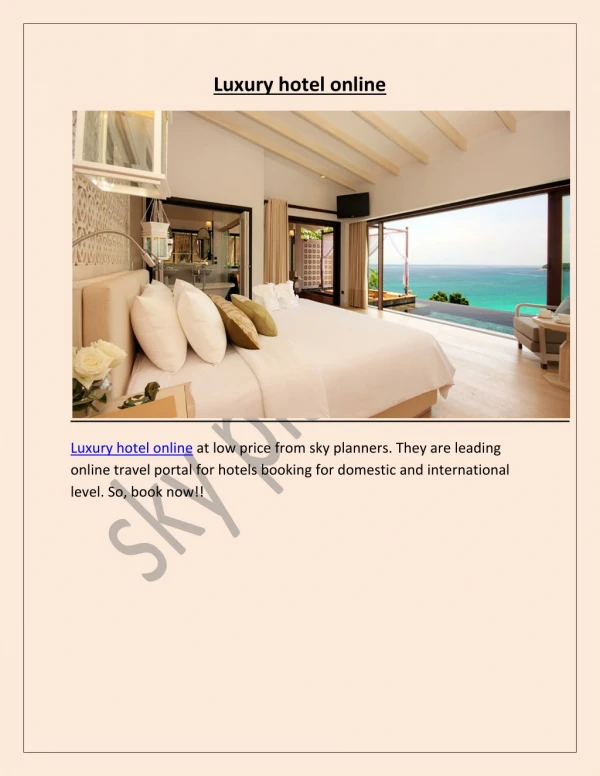 Luxury hotel online
