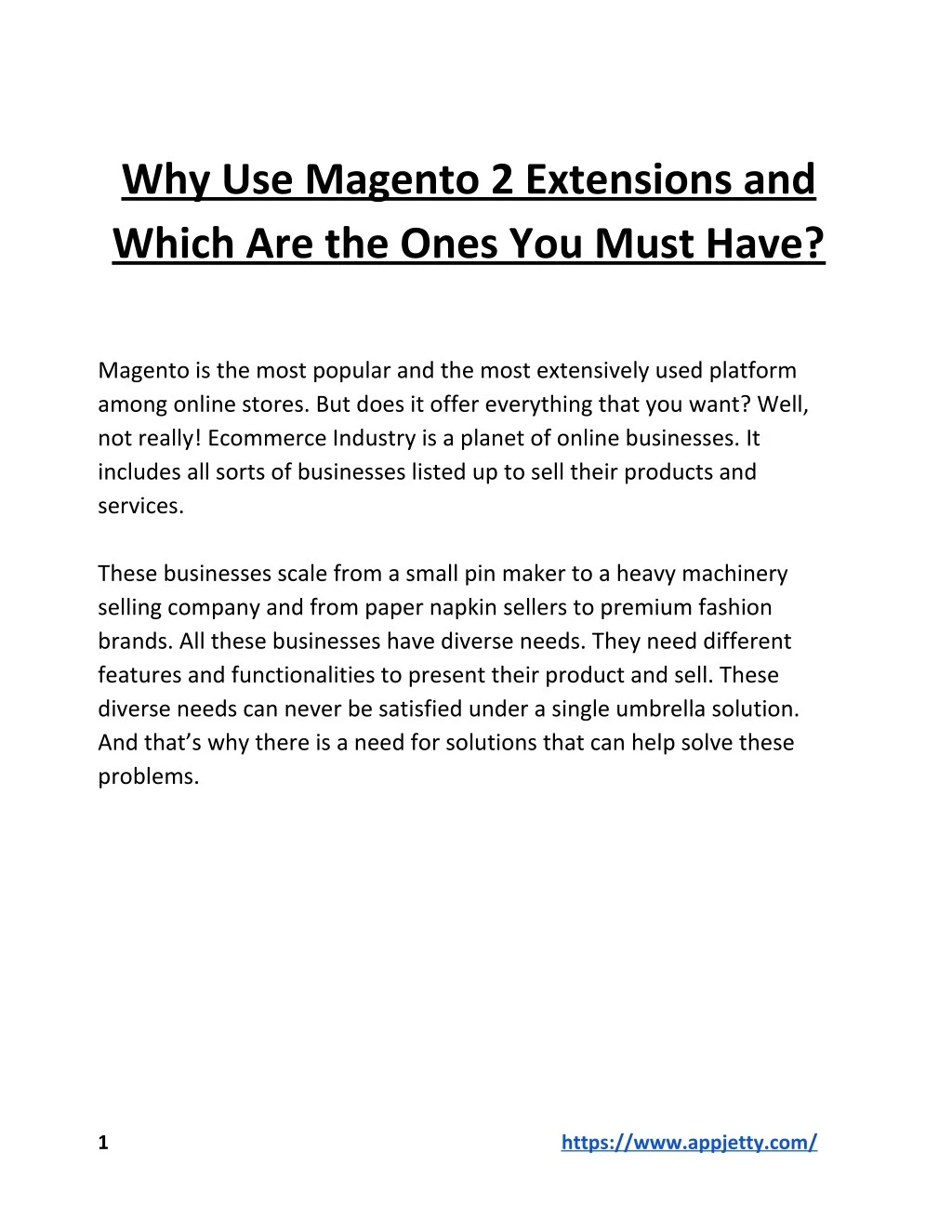why use magento 2 extensions and which