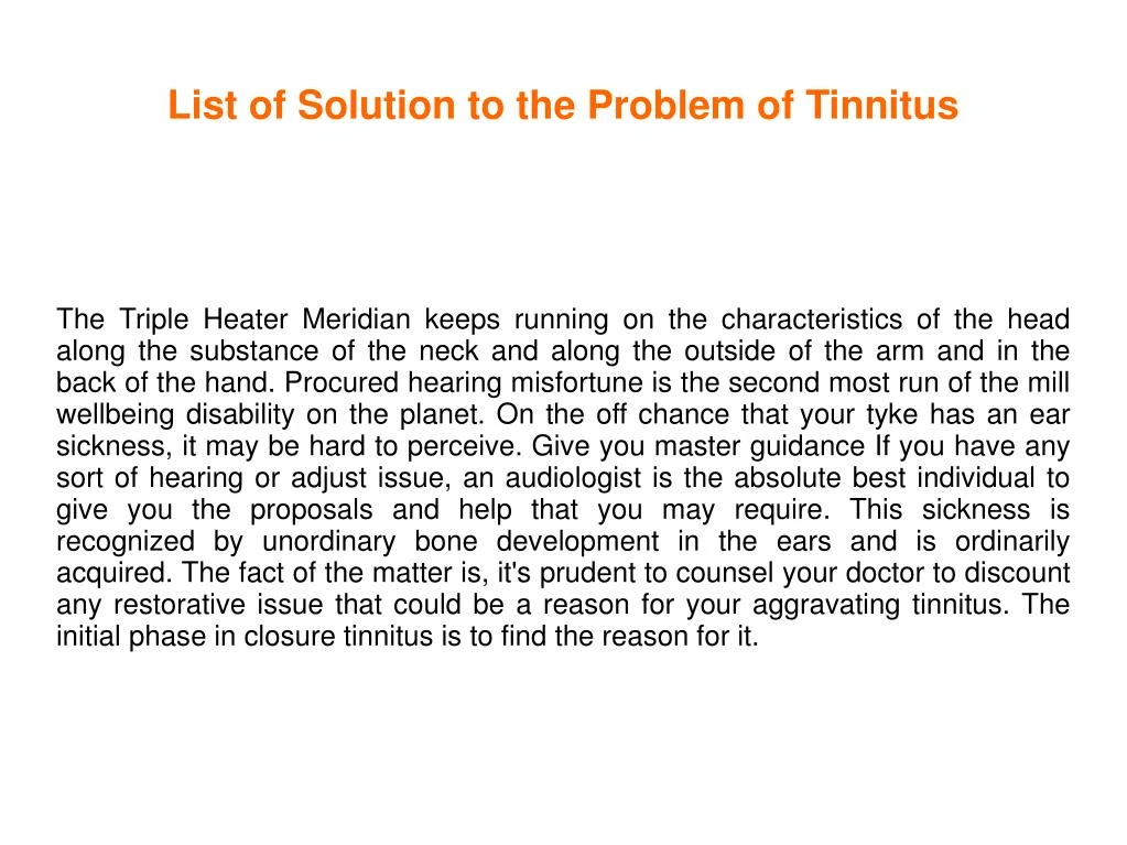 list of solution to the problem of tinnitus