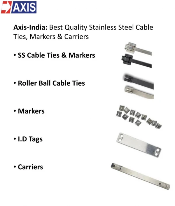 Axis stainless steel cable ties and markers