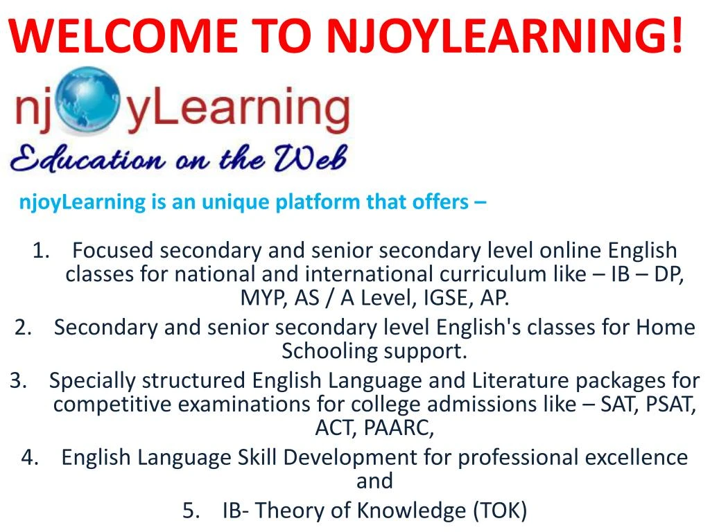 welcome to njoylearning