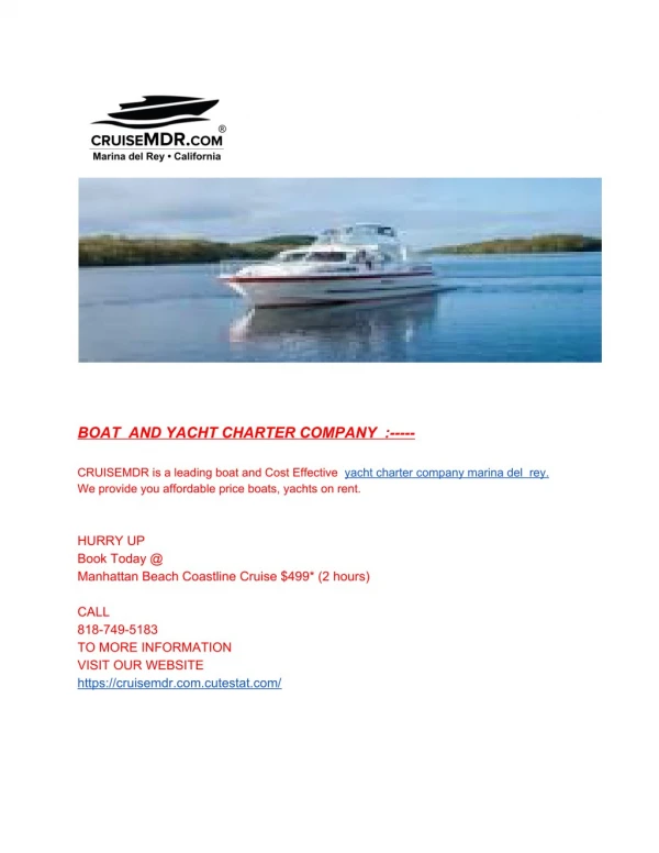 boat charter and boat rental services in marina del rey