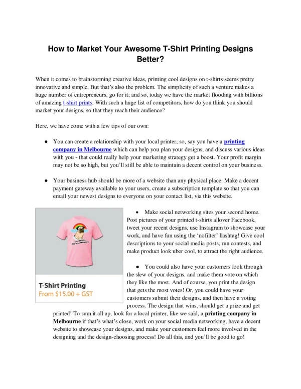 How to Market Your Awesome T-Shirt Printing Designs Better