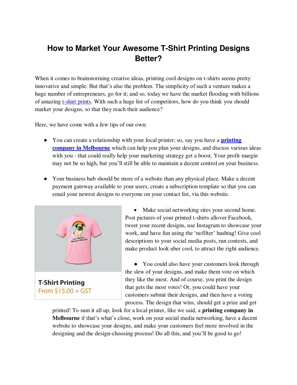 how to market your awesome t shirt printing