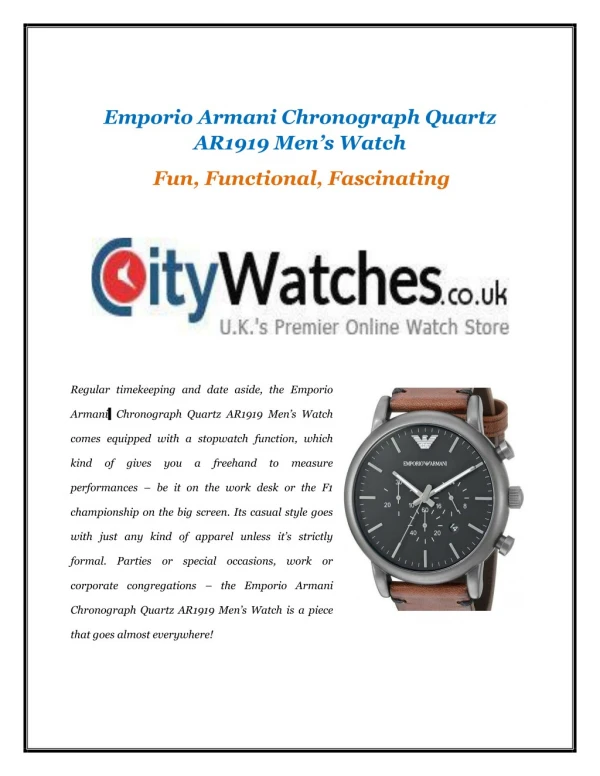Emporio Armani Chronograph Quartz AR1919 Men’s Watch