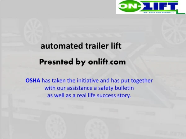 On-Lift & On-Load Automation Trailer Lift