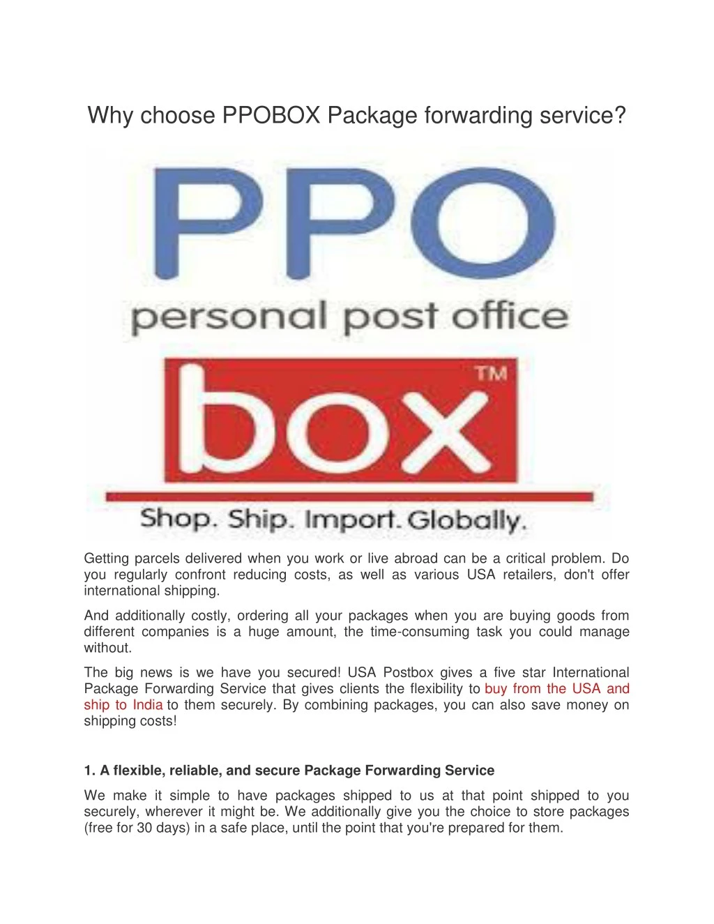 why choose ppobox package forwarding service