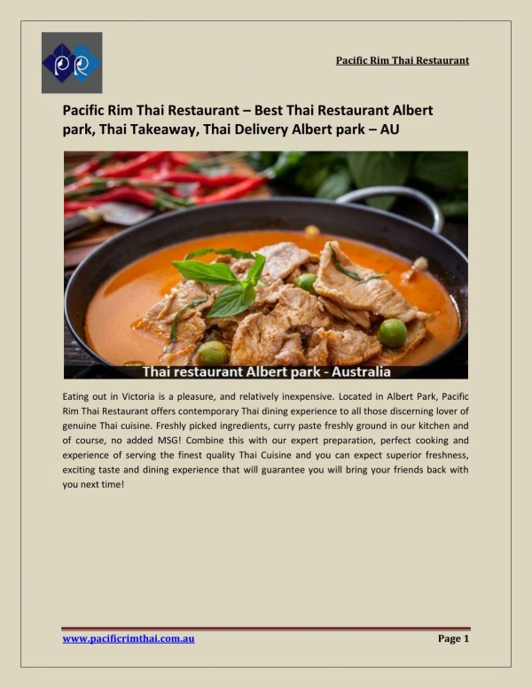 Thai restaurant Albert park | Thai delivery, takeaway Albert Park - AU