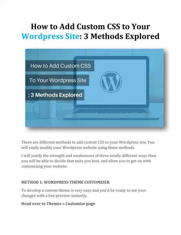 How to Add Custom CSS to Your Wordpress Site: 3 Methods Explored