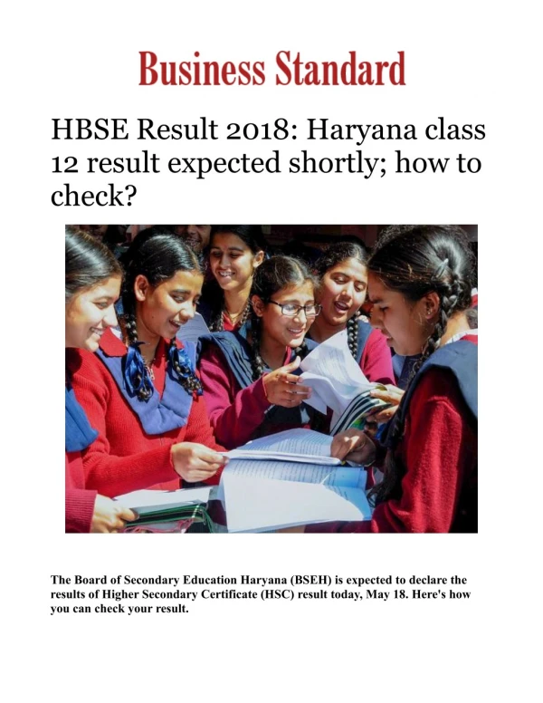 HBSE Result 2018: Haryana class 12 result expected shortly; how to check?