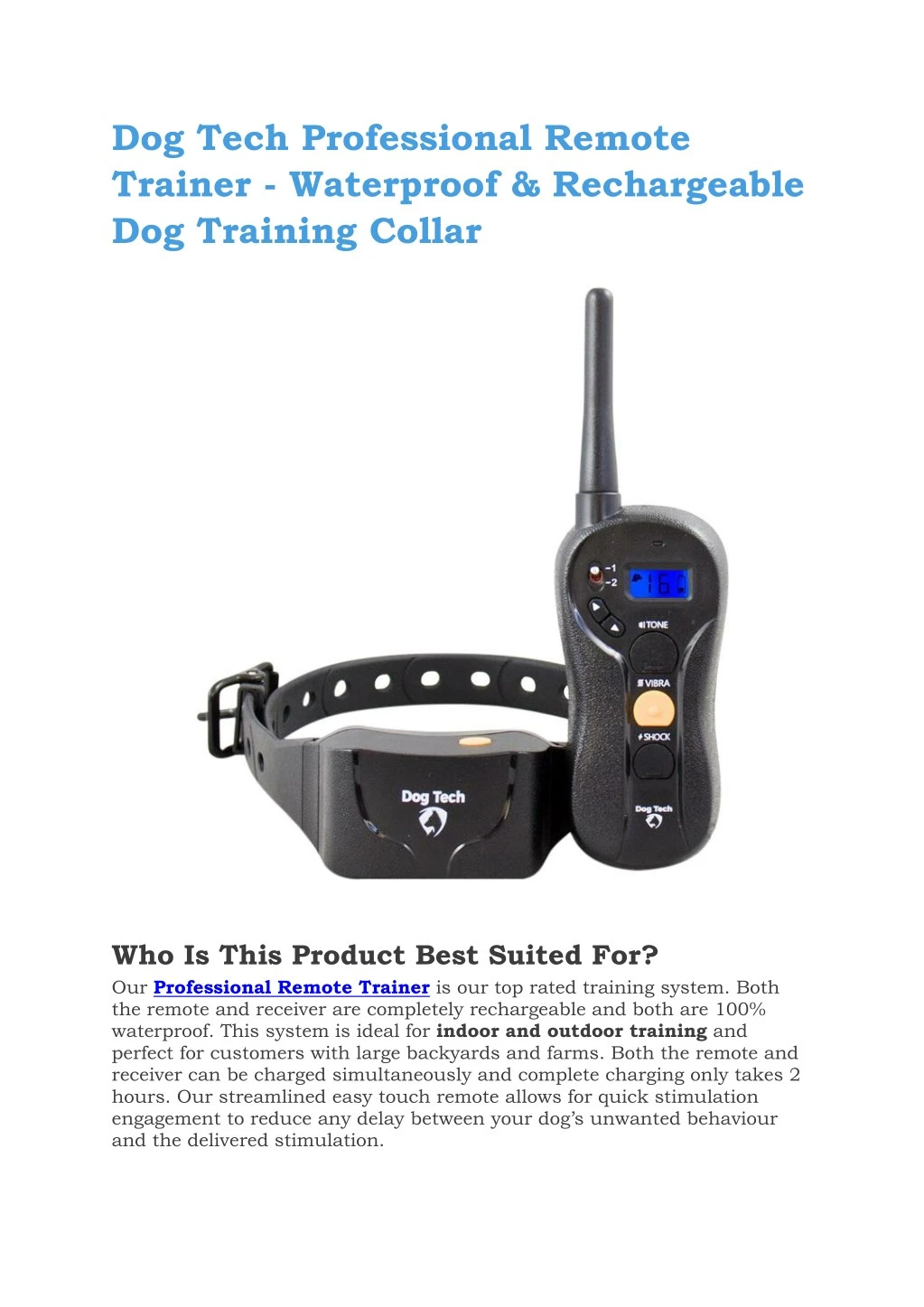 dog tech professional remote trainer waterproof