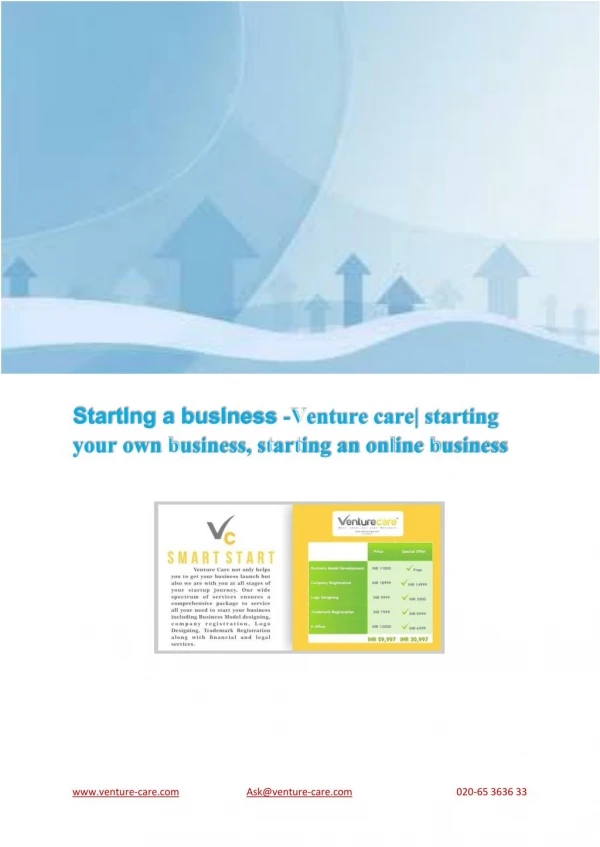 Starting a business -Venture care| starting your own business, starting an online business