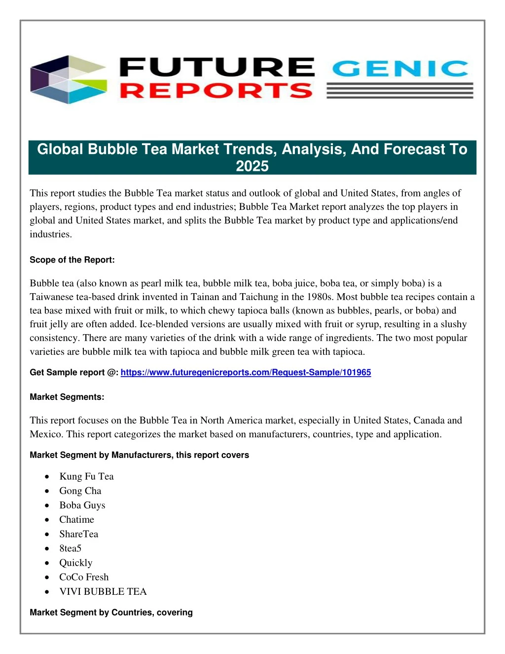 global bubble tea market trends analysis