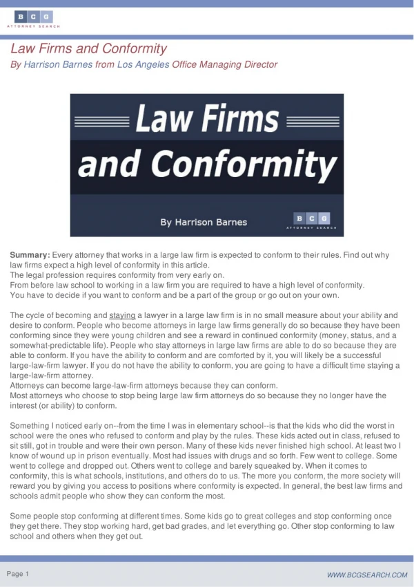 Law Firms and Conformity