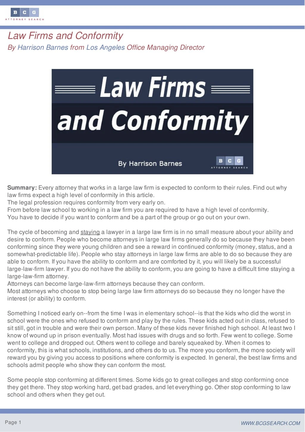 law firms and conformity