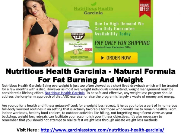 Nutritious Garcinia Weight Loss Pills that work for Men and Women