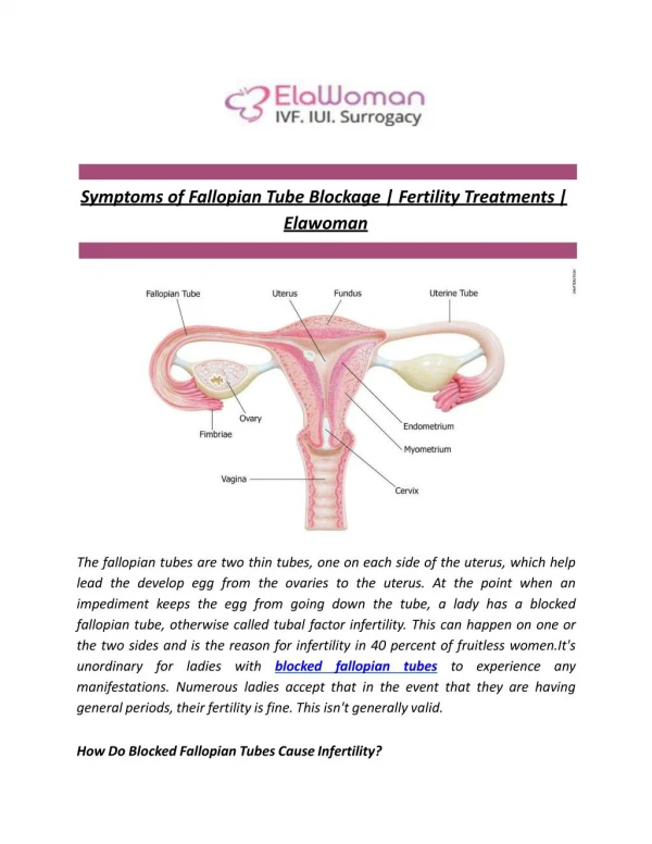 Symptoms of Fallopian Tube Blockage | Fertility Treatments | Elawoman