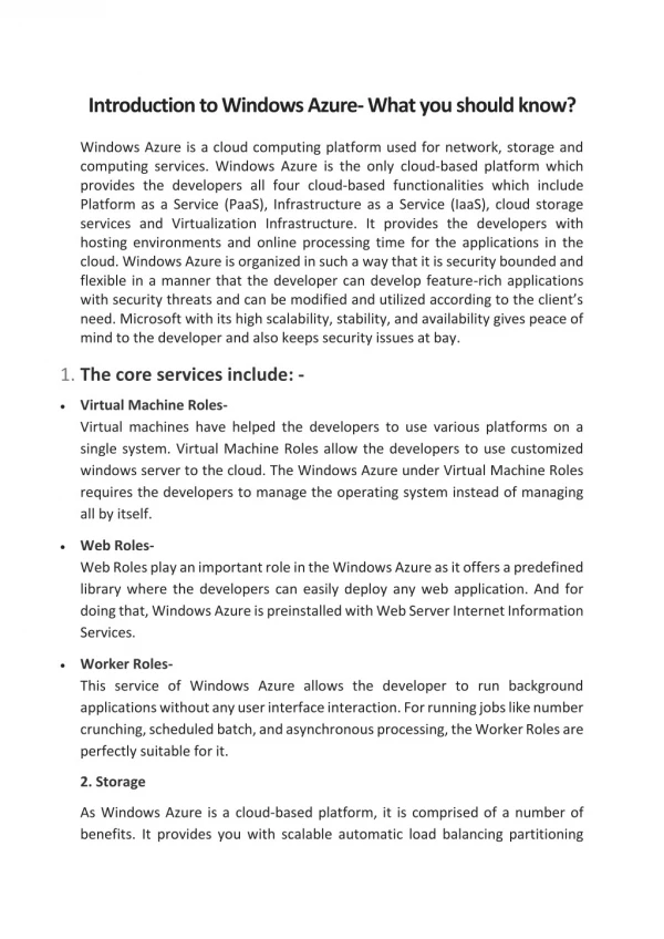 Introduction to windows azure what you should know