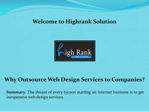 SEO Services India, High Rank Solution at highranksolution