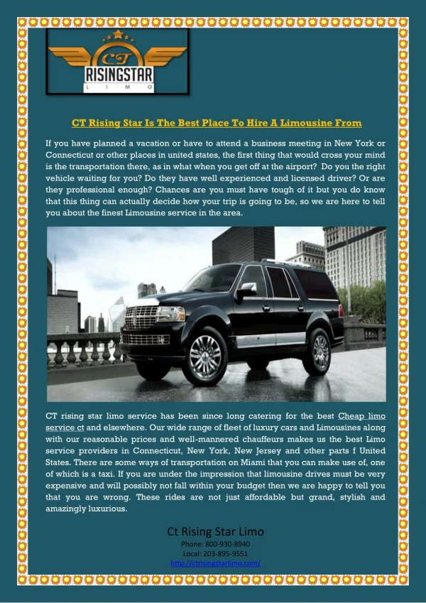CT Rising Star Is The Best Place To Hire A Limousine From