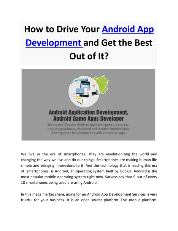 How to Drive Your Android App Development and Get the Best Out of It?