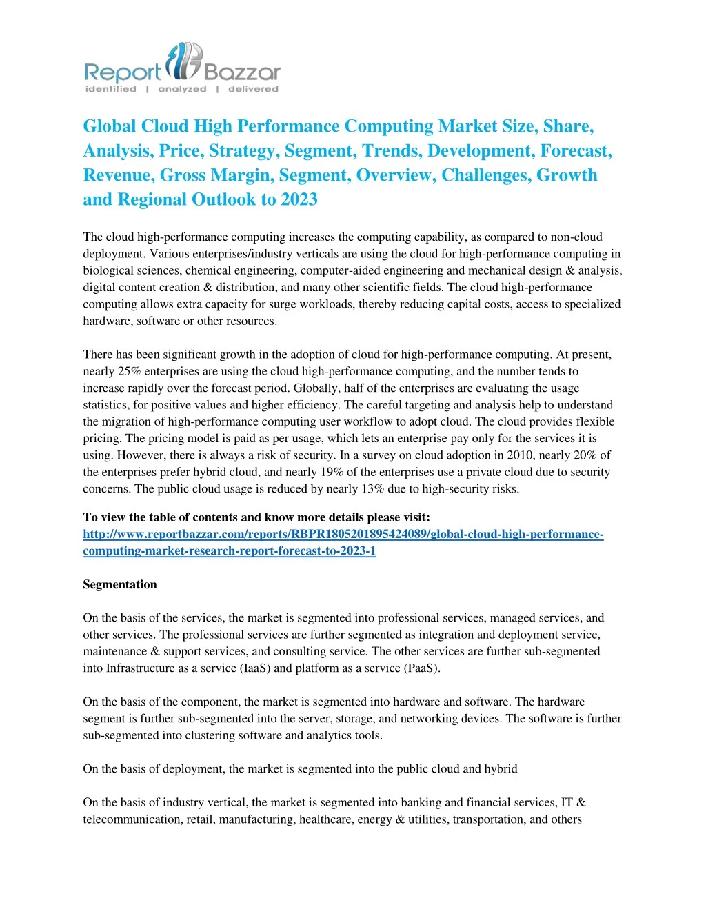 global cloud high performance computing market