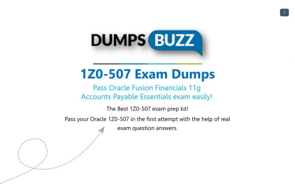 Why You Really Need 1Z0-507 PDF VCE Braindumps?