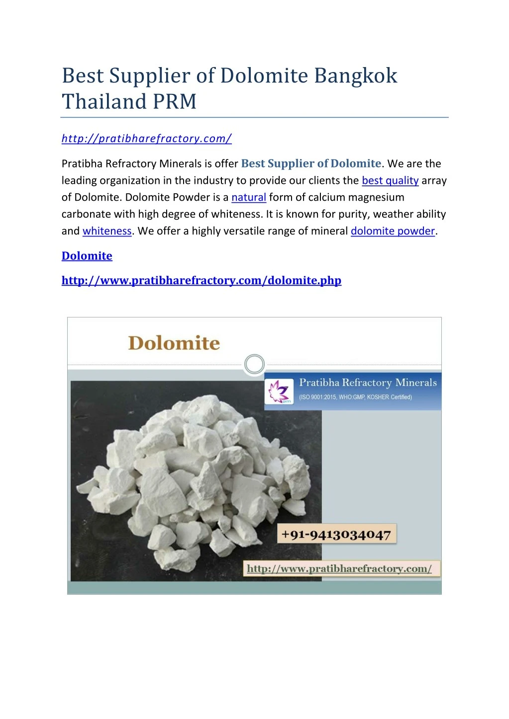 best supplier of dolomite bangkok thailand prm