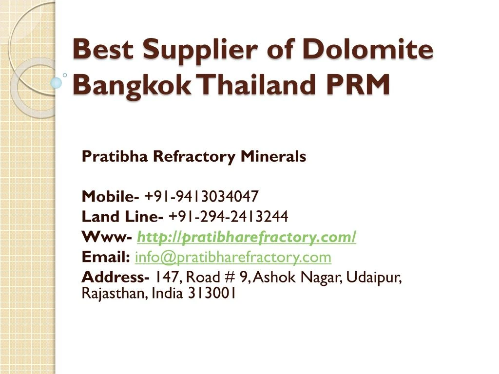 best supplier of dolomite bangkok thailand prm