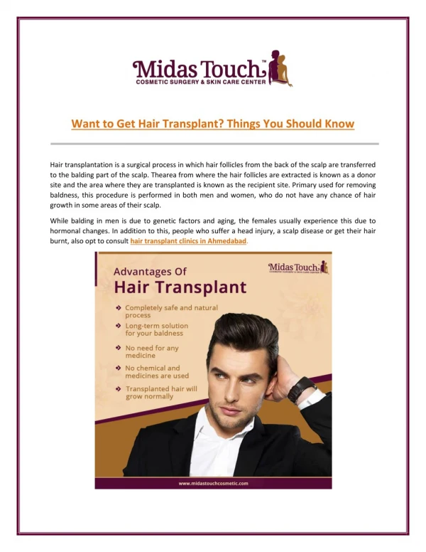 Want to Get Hair Transplant? Things You Should Know
