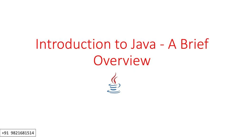 introduction to java a brief overview