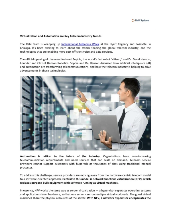 Virtualization & Automation are Key Telecom Industry Trends | Rahi Systems