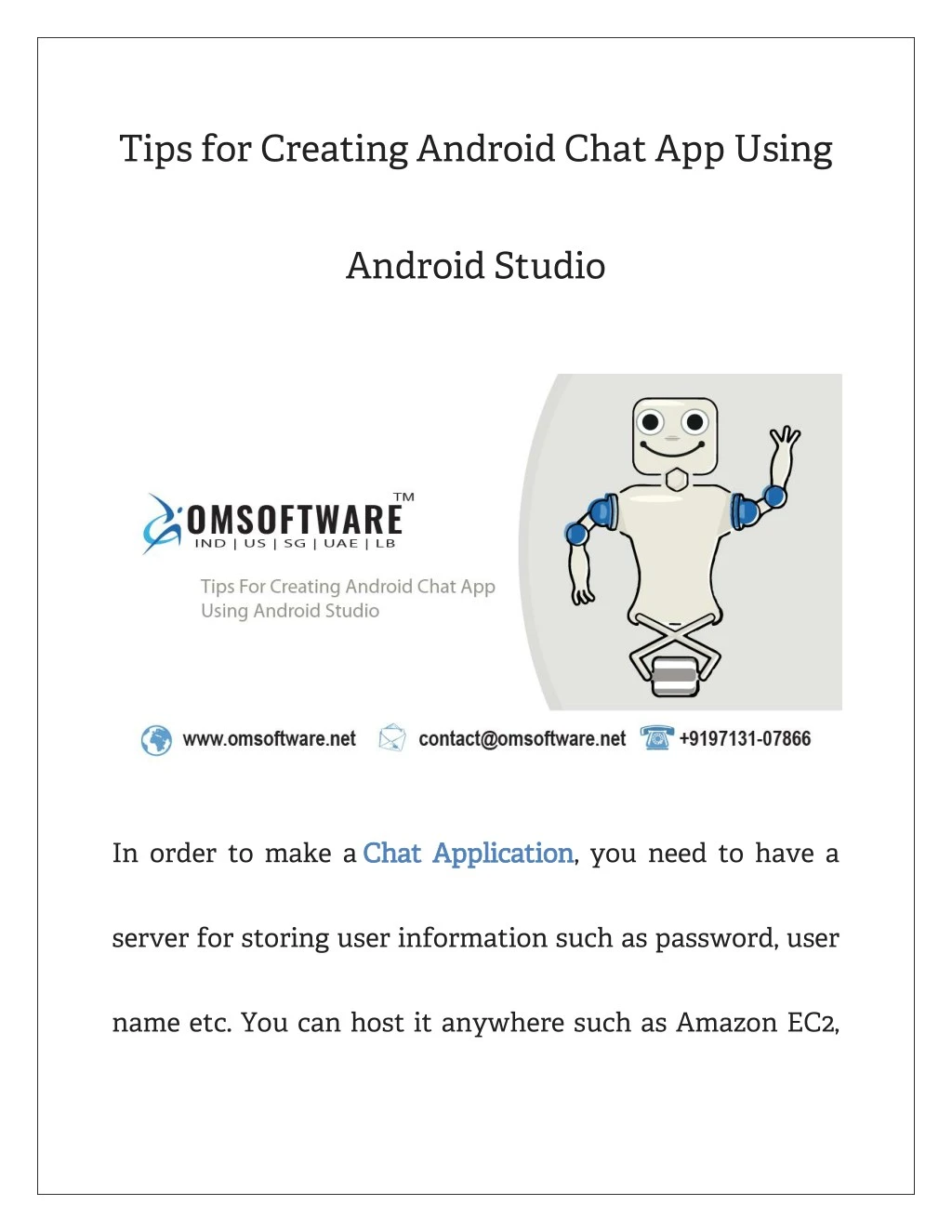 tips for creating android chat app using