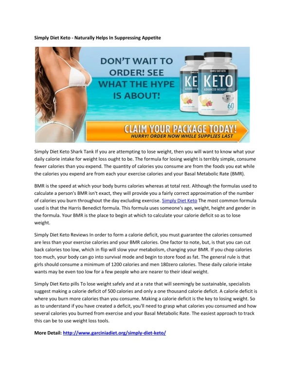 Simply Diet Keto - Naturally Helps In Suppressing Appetite