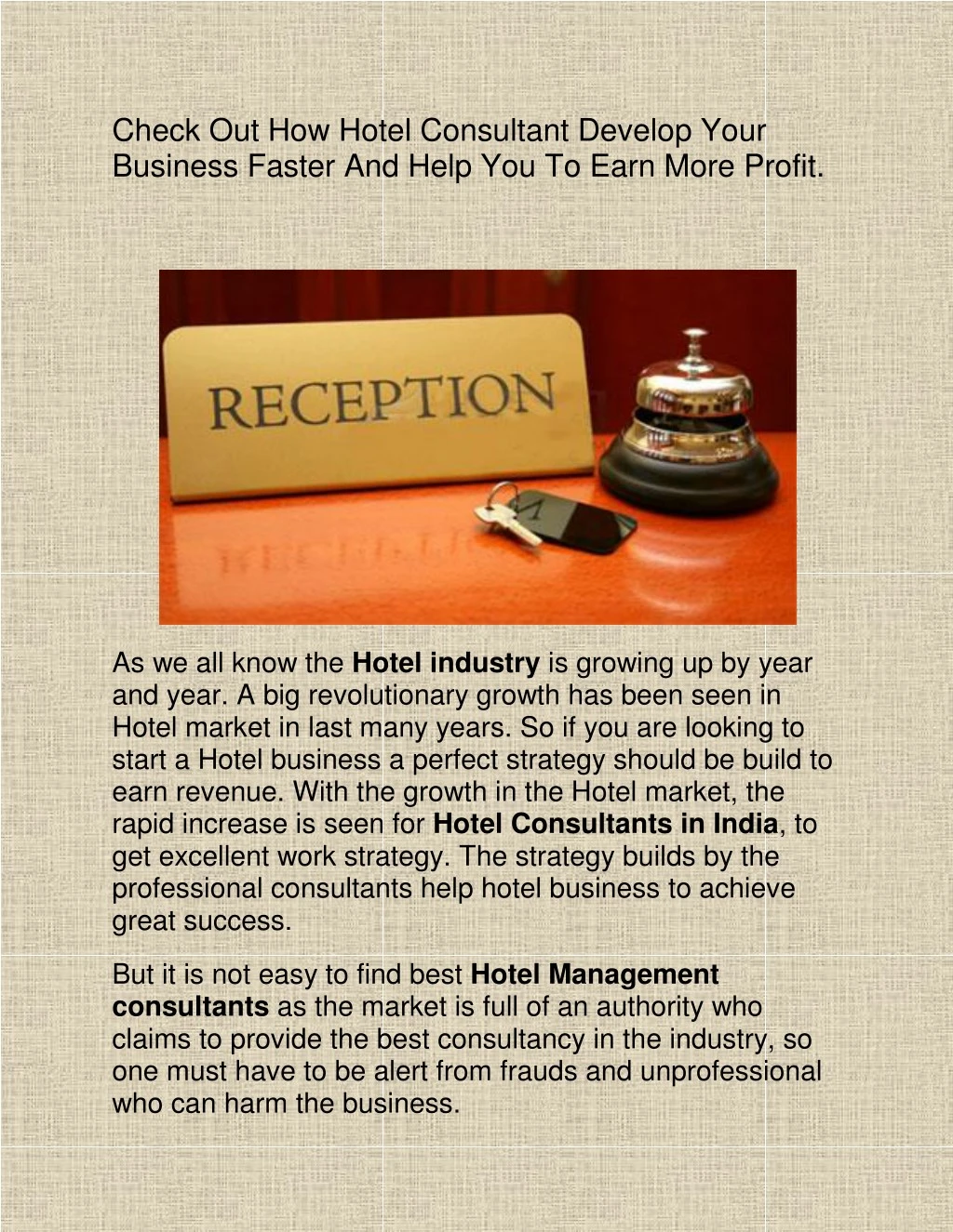 check out how hotel consultant develop your