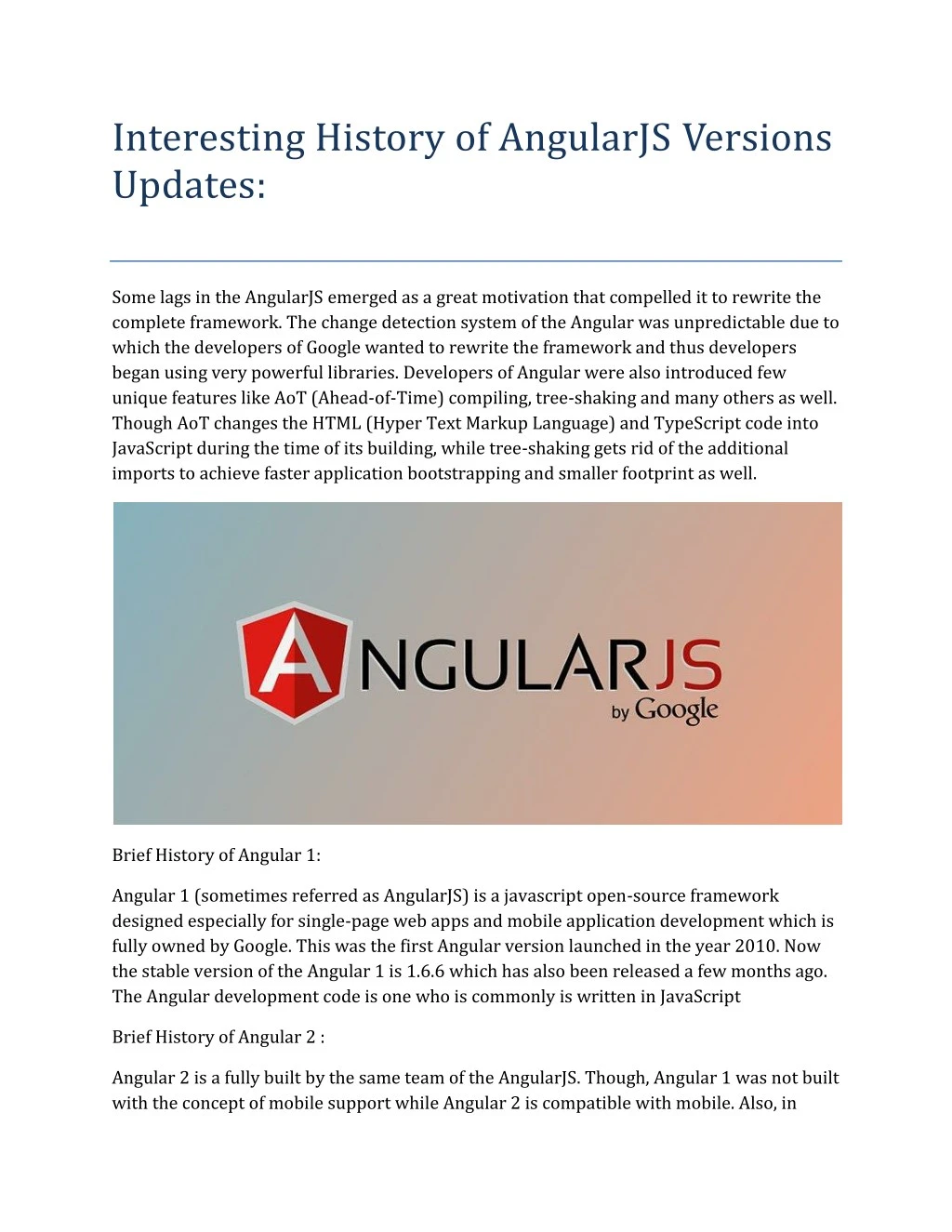 interesting history of angularjs versions updates