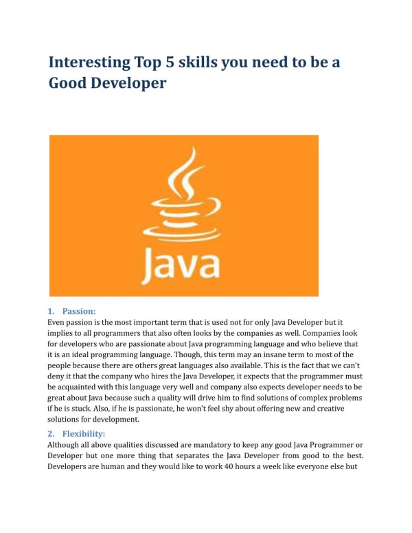 Interesting Top 5 skills you need to be a Good Developer