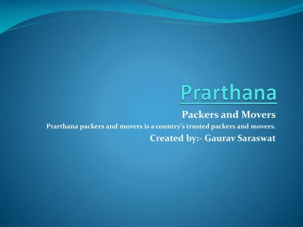 Book Packers and Movers Services Online - Prarthana Packers and Movers