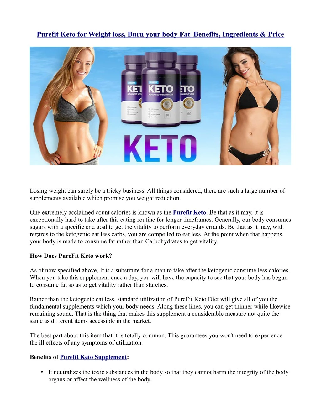 purefit keto for weight loss burn your body
