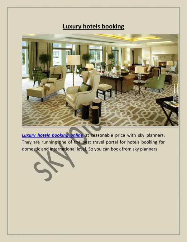 Luxury hotels booking online