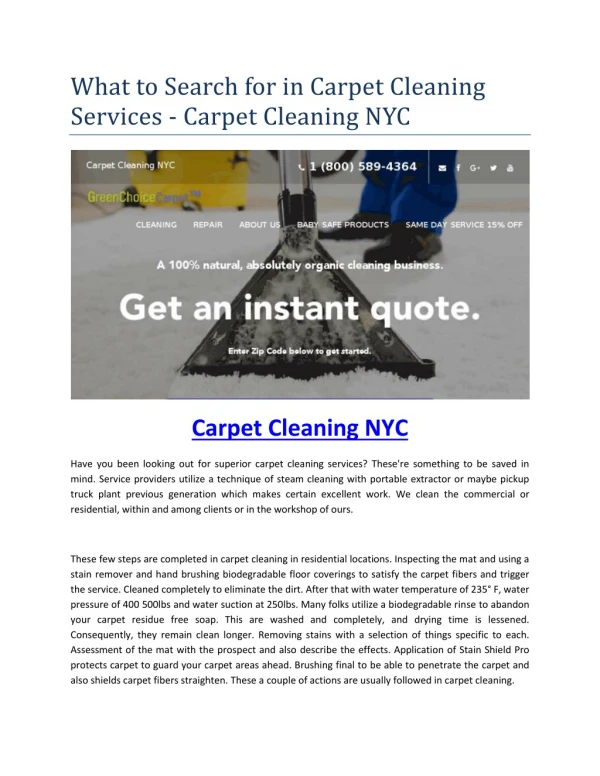 Green Carpet Cleaning Nyc