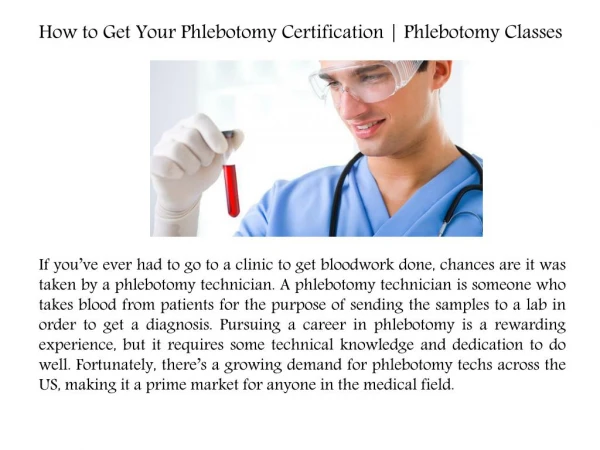 How to Get Your Phlebotomy Certification | Phlebotomy Classes
