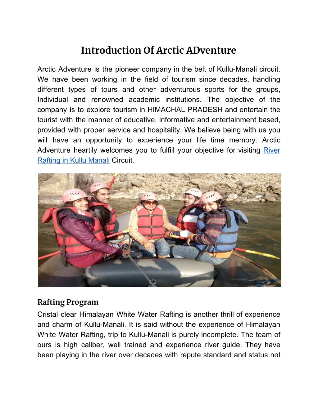 introduction of arctic adventure