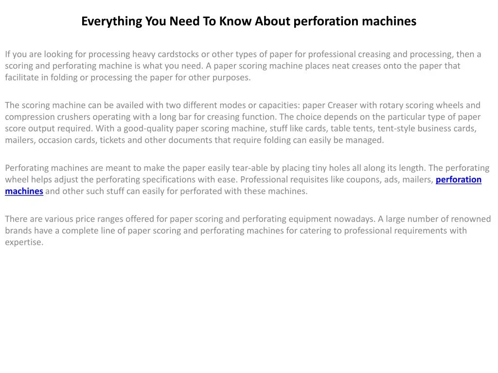 everything you need to know about perforation machines