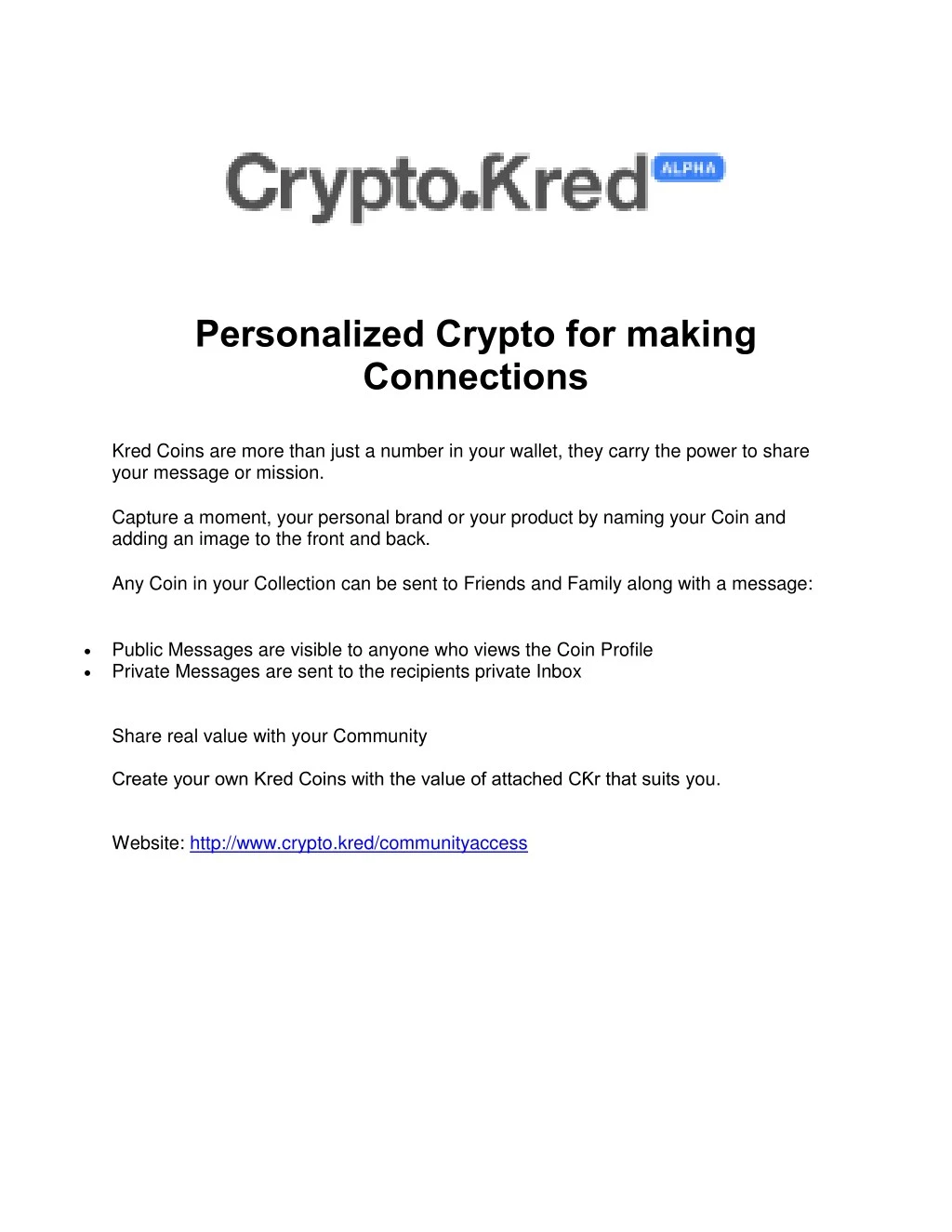 personalized crypto for making connections